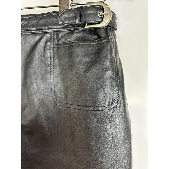 Saguaro Genuine Soft Leather Double Slit Buckle Skirt Black Women's Size 14 - Picture 15 of 16